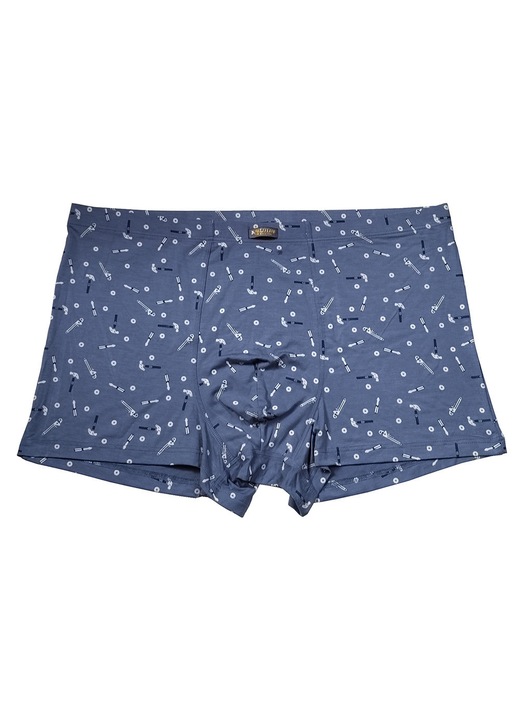 Set 2 perechi boxeri barbati, lenjerie intima,40S Modal printat, Inaltime medie, stretch, gri-albastru, marime 5XL-6XL, Talie 94-104cm