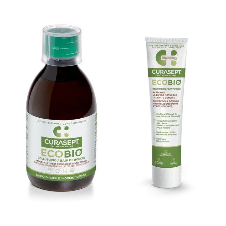 Set Curasept ECOBIO contine 1 Apa de gura si Pasta de dinti Curasept Ecobio