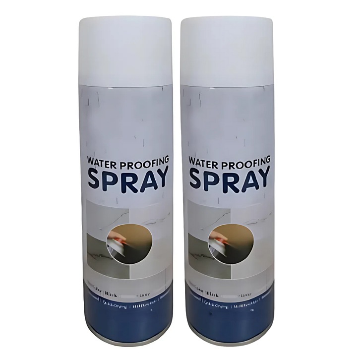 Set 2 Spray-uri Impermeabile AriDam® pentru Etansare si Sigilare – Formula cu Uscare Rapida si Protectie Anti-Apa de Lunga Durata, Compatibile cu Suprafete din Ciment, Metal, Plastic si Altele, Alb, 450 ml/Buc