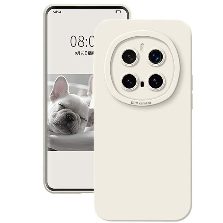 Силиконов калъф за телефон, микрофибър, бежов, Honor Magic 7 Pro