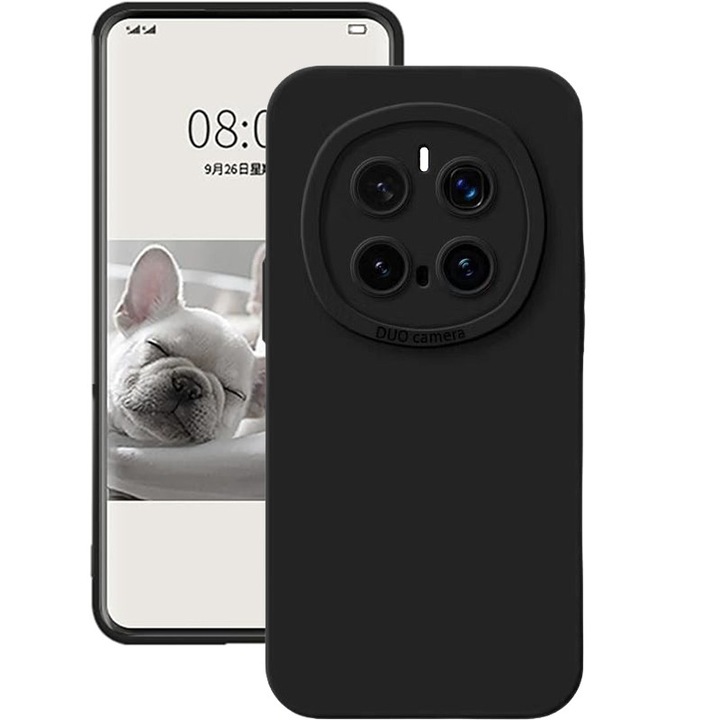 Силиконов калъф за телефон Honor Magic 7 Pro, тънък, защитен, черен