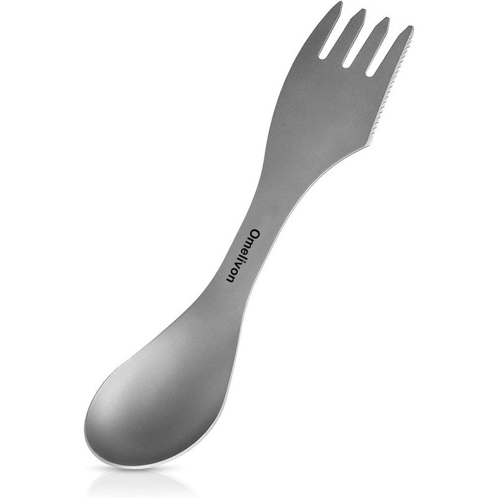 Vesela camping, Omelivon, spork si cutit 3 in 1, titan, 19x4cm