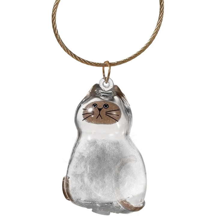 Macskamedál, szőrtároló üveg, barna, 4,5x4cm, közepes, kerek