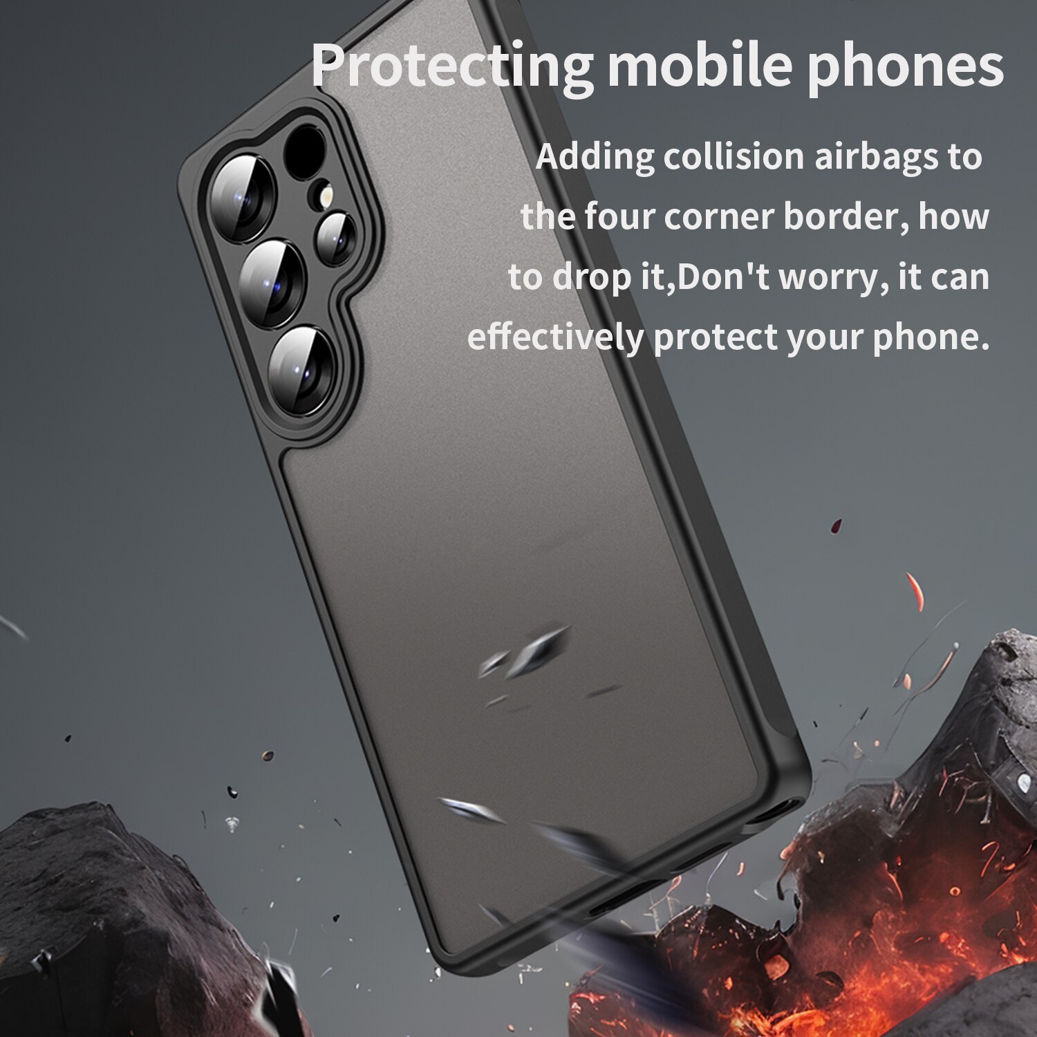 Husa telefon, EJANBO, pentru Samsung Galaxy S25 Ultra, mata, texturata, neagra, protectie la cadere