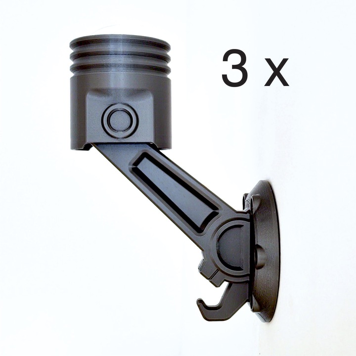 Set de 3 suporti pentru casca de motocicleta PISTON MOTO, cu compartiment secret, argintiu