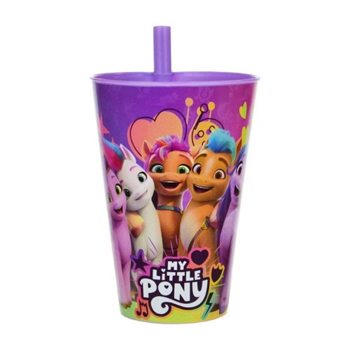My Little Pony szívószálas pohár, 360 ml, Tuffex TP-512-60