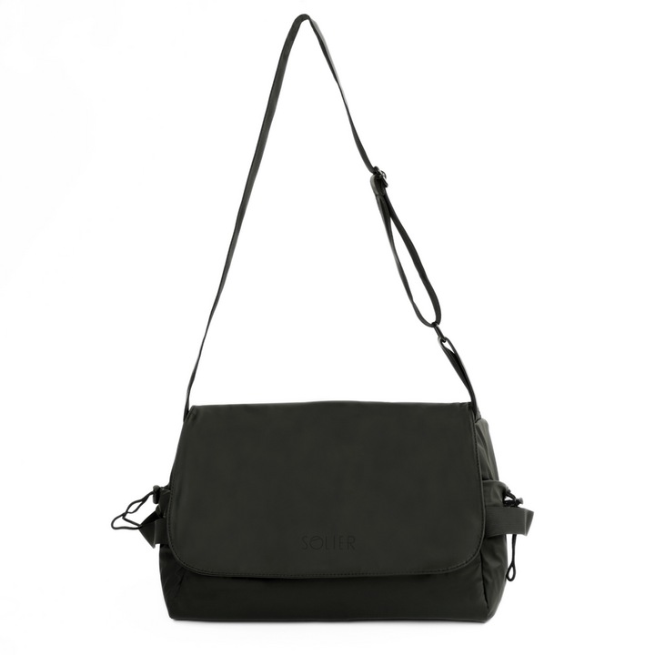 Geanta tip messenger pentru barbati Solier Vesari S42 neagra 45×30, 5×16 cm