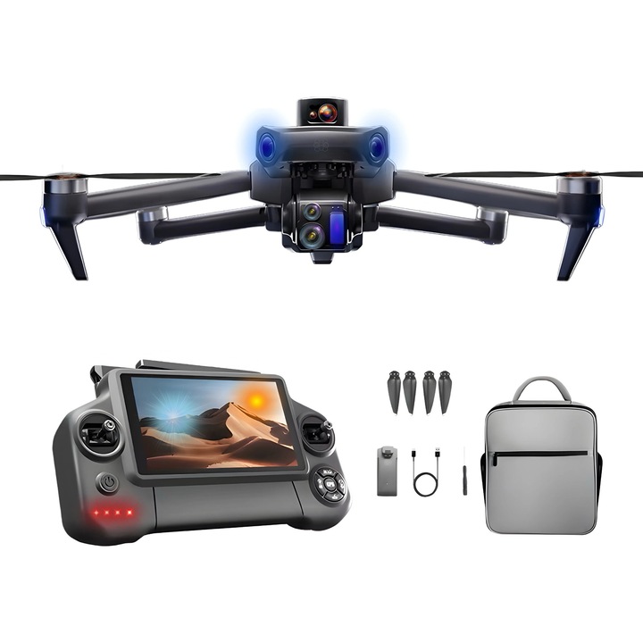 HexaCraft Voltorn – Drona profesionala cu camera duala 4K HDR, gimbal mecanic 3 axe, AI Smart Follow, GPS, ecran tactil 5.5 inch, autonomie 45 min, raza 10km