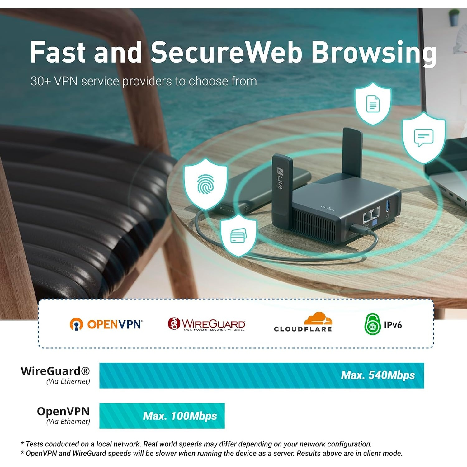Router portabil GL.iNet Slate 7 GL-BE3600, Gigabit, Wi-Fi 7, Dual