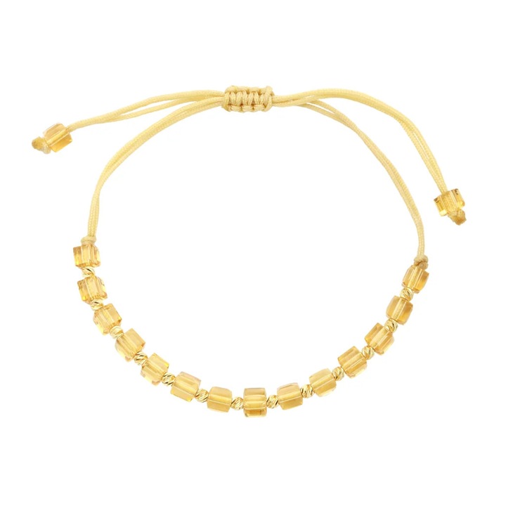 Bratara Snur cu Bile Aur 14k si Cristal Cubic Galben