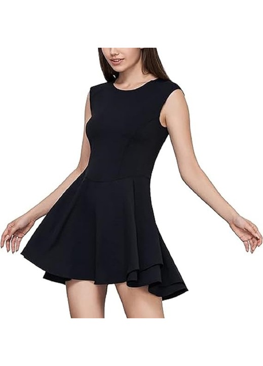 Еластична спортна рокля, вталена, без ръкави, черна XL