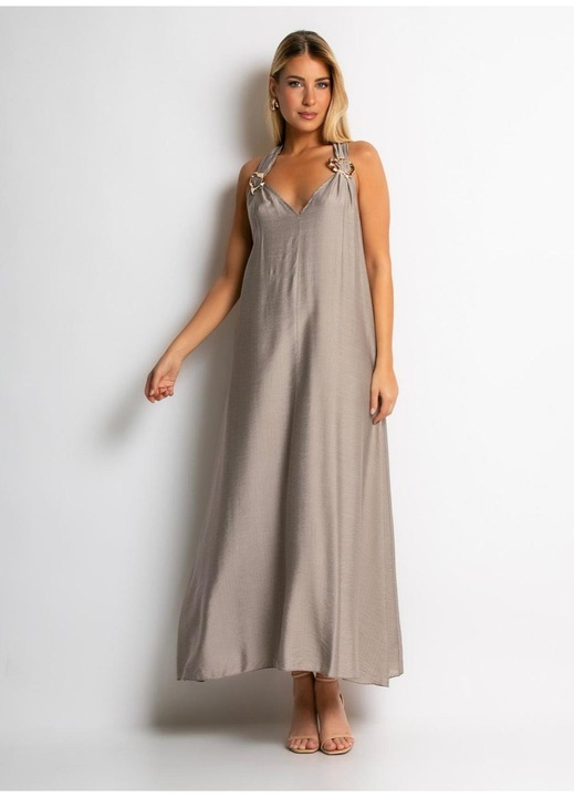 Rochie Lungo Bej din Vascoza Naturala – Rafinament si Simplitate marime S-M-L INTL