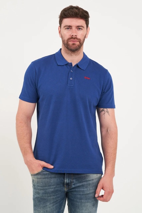 Lee Cooper, Tricou polo de bumbac pique, Albastru