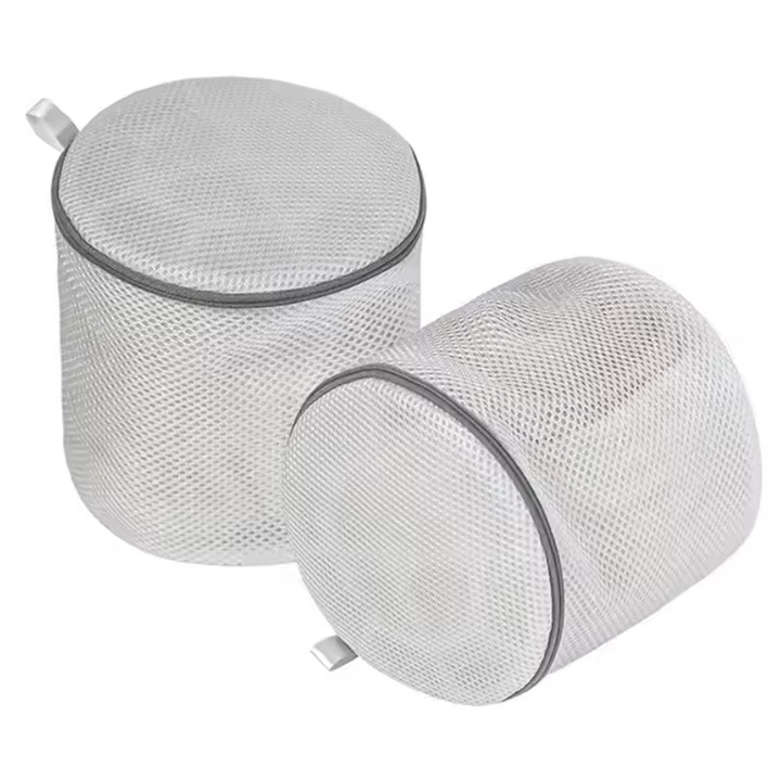 Saculet din plasa pentru spalat lenjerie, cu fermoar, 15x15cm, alb