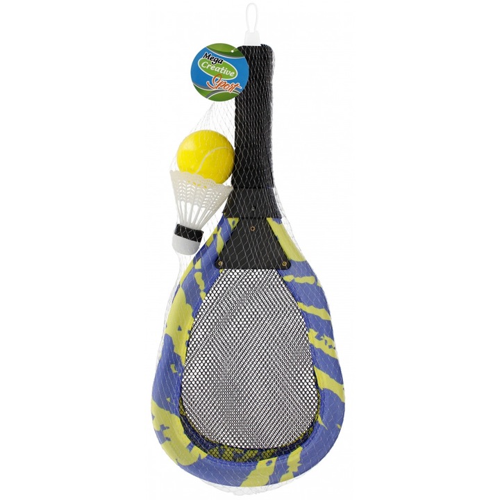 Set de joc tenis de plaja, Mega Creative, 2 rachete, minge din spuma, 45x20cm, pentru copii 3+