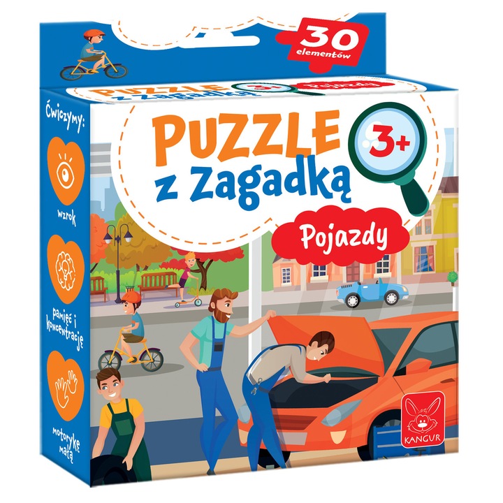 Пъзел Kangur, Pojazdy, комплект, 3 скрити фигури, 3+ години