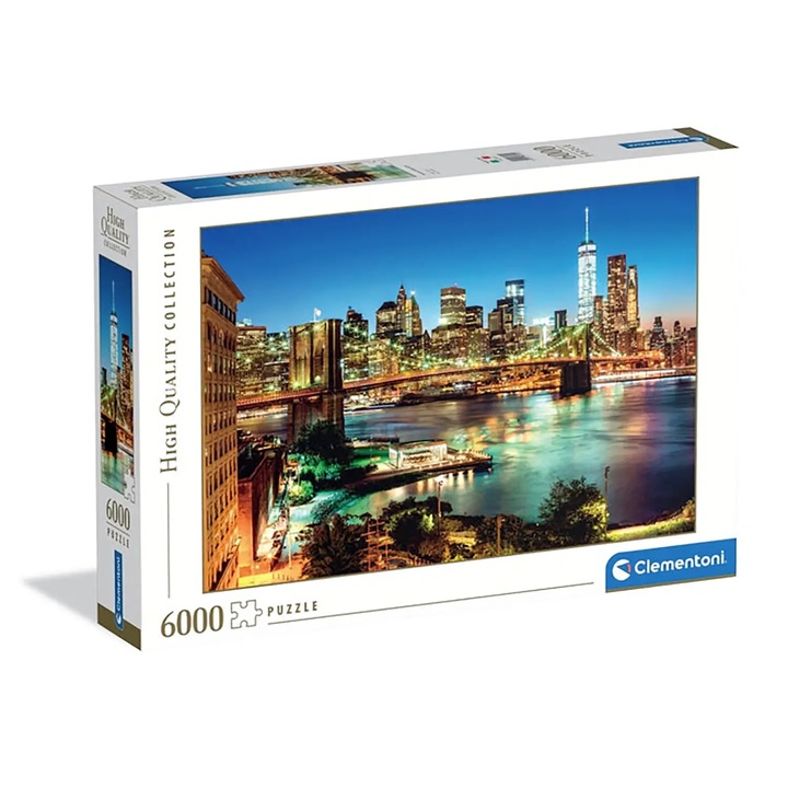 Puzzle 6000 elemente, Clementoni, Brooklyn Bridge Lights, 168,6x118,4cm