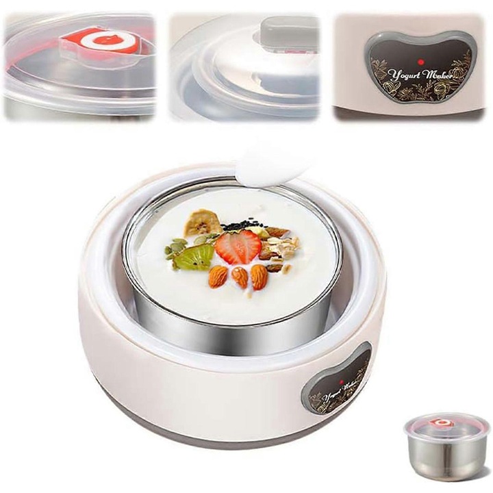 Aparat de preparat iaurt, 1.2L, control digital temperatura, timp, set cu 5 cupe mici, 21x15cm