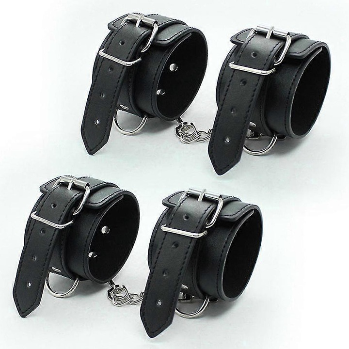 Catuse din piele pentru glezna, reglabile, usoare, negre