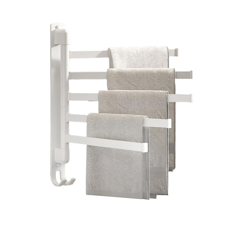 Suport prosoape rotativ cu 5 brate, din otel inoxidabil, negru, 36x31cm