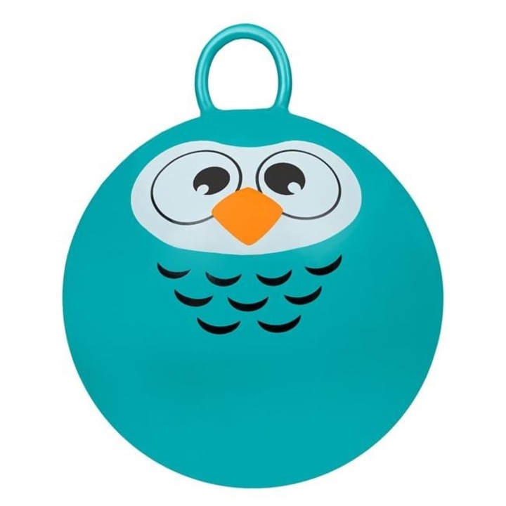 Minge de sarit Hop Hop 45 cm – model verde cu bufnita, cu maner – dezvolta echilibrul si coordonarea copiilor – ANTBRO®