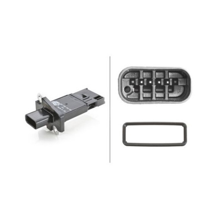 Hella légtömegmérő, cikkszám 8ET009142581, 4 csatlakozó, csavarozott