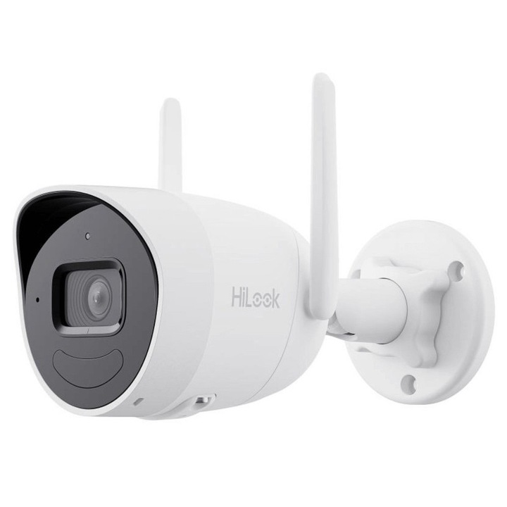 Camera supraveghere IP Wi-Fi Hikvision HiLook IPC-B120HA-D/W(W), 2 MP, IR 30m, EXIR 2.0, microfon si difuzor, slot card MicroSD, IP66