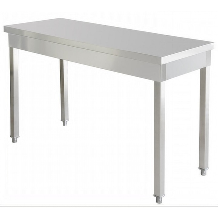Központi asztal, TECHNICA, 1400x600x850 mm, rozsdamentes acél, állítható, ezüst