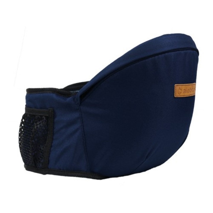 Port-Bebe ergonomic ajustabil cu scaun, 3 poziții, bumbac respirabil, albastru, 25x22x18cm