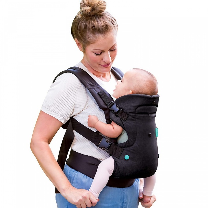 Marsupiu Ergonomic 4 in 1, Multifunctional, 4 Pozitii, 6-36 Luni, 3.5kg - 15 kg, Negru