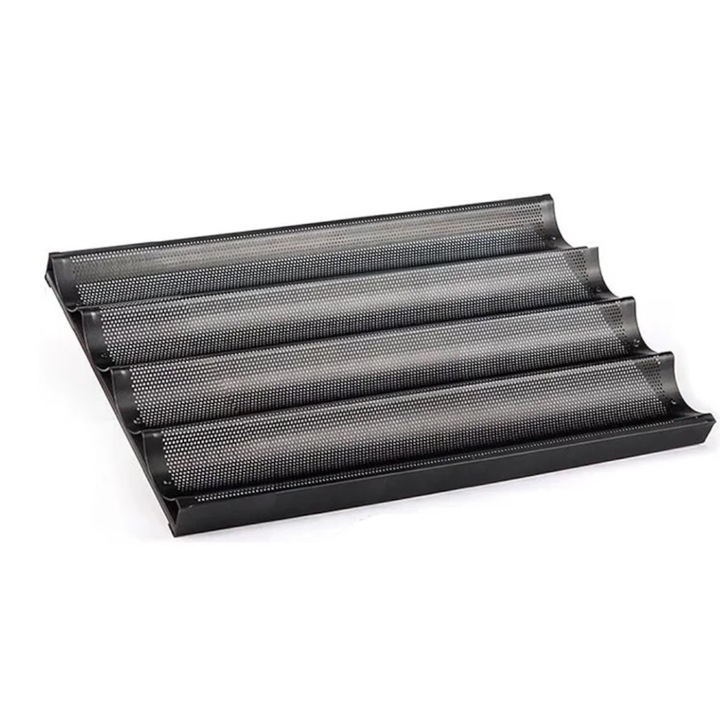 Tava pentru 5 baghete 400x600x40mm, negru, antiaderenta, din otel