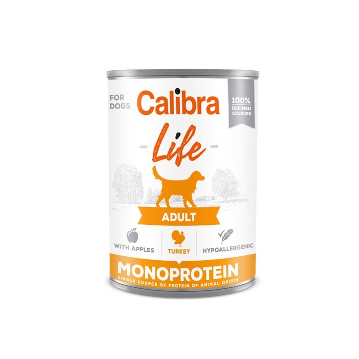 Calibra nedves eledel kutyáknak pulykával és almával, 400g