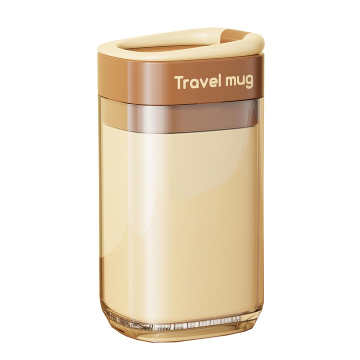 Cana Multifunctionala pentru Voiaj, Flippy, cu Functii de Depozitare si Suport Articole Igiena Dentara, 13 x 6.8 x 6 cm, Maro deschis