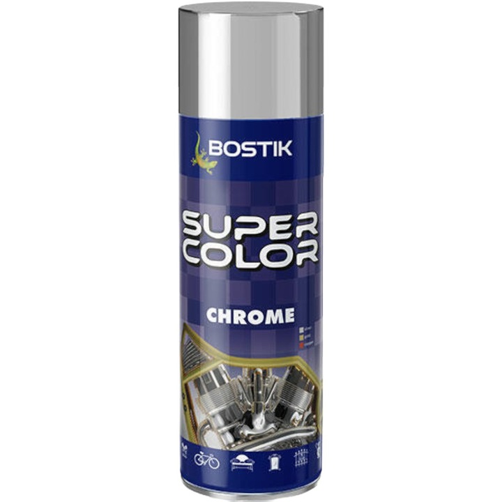 Set 2 x Spray Vopsea, Argintiu, pentru Interior si Exterior, Chrome Bostik, 400 ml