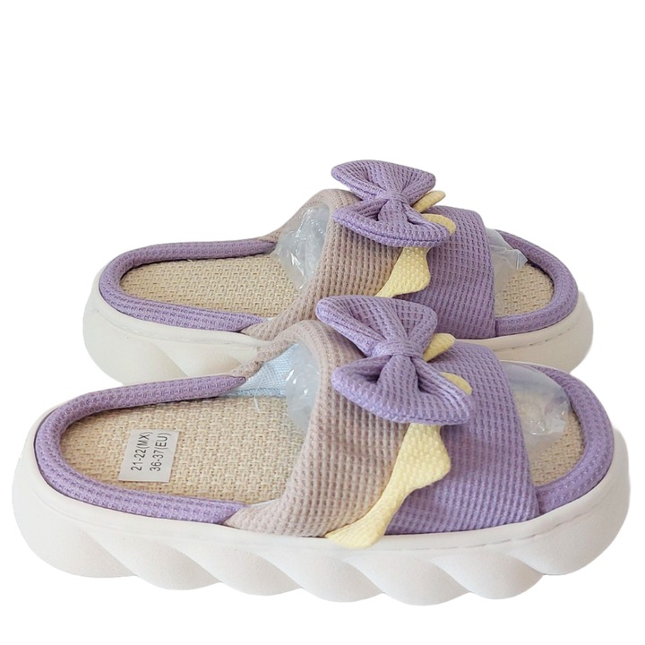 Papuci Dama Premium Bambus, Talpa Cusuta Spuma EVA, Moi si Confortabili, Mov, 38-39