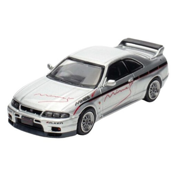 Nissan Gr-R (R33) Mine által tuningolt ezüst modellautó 1:64 Inno64