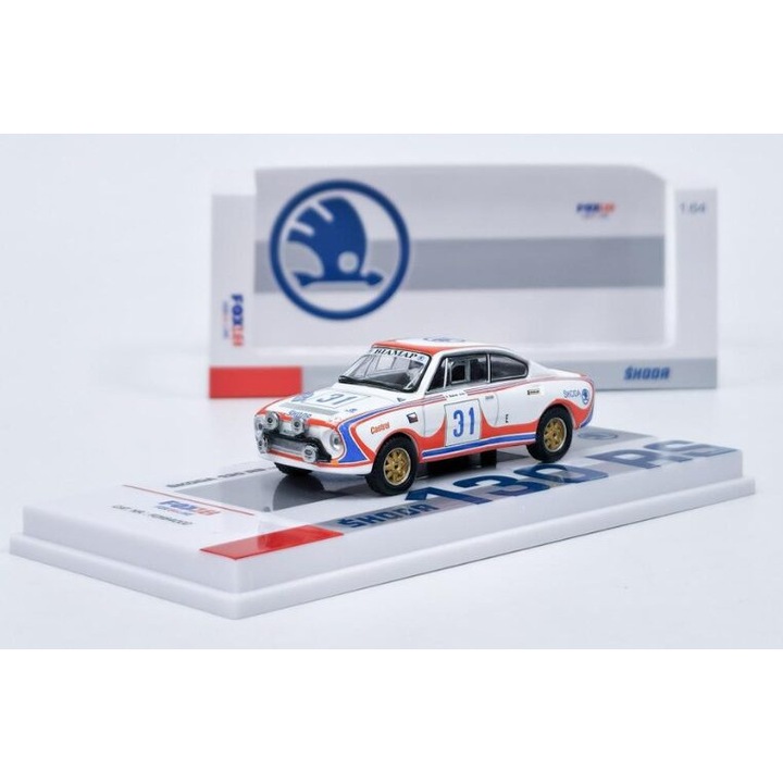 Skoda 130 RS #31 Blahna/Motál, Akropolisz Rali 1976 1:64 Fox18 modellautó