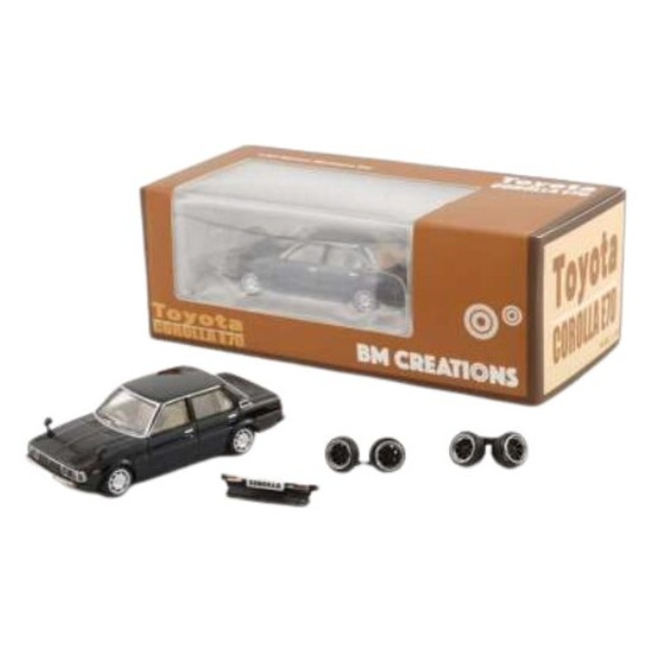 Toyota Corolla E70 fekete 1:64 Bm Creations jobbkormányos modellautó