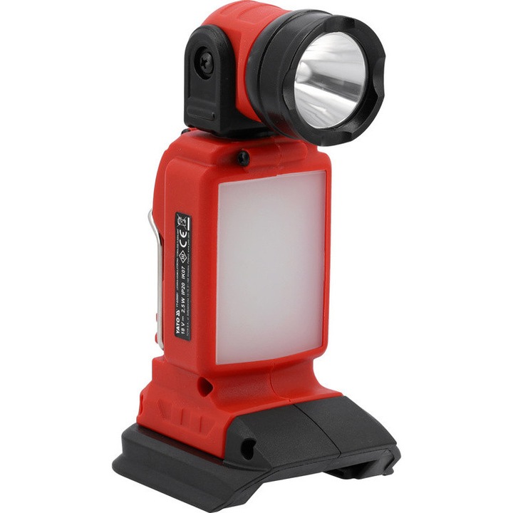 Фенерче YATO 2 в 1, съвместимо с 18V литиево-йонна батерия, 250 лумена