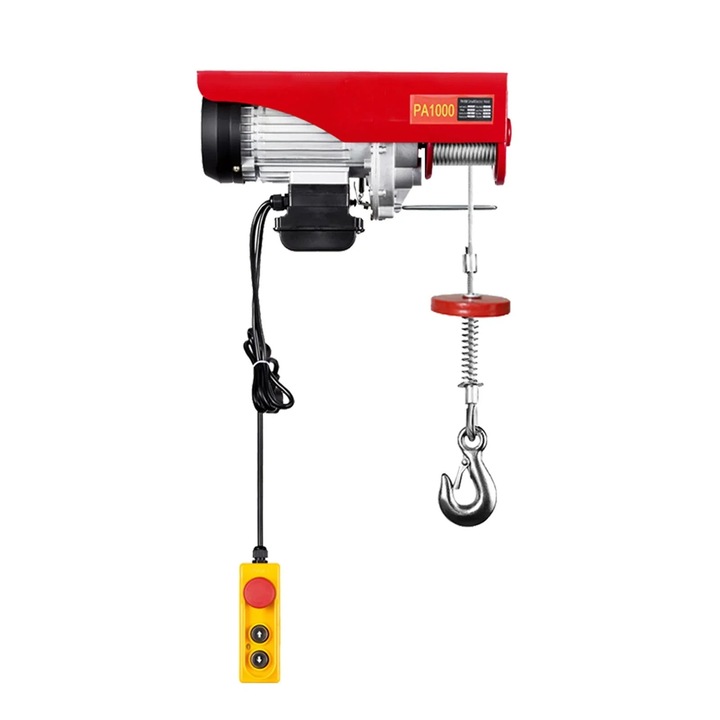 Elektromos csörlő, 1600W, teherbírás 500-1000kg, emelési magasság 6-12m, piros