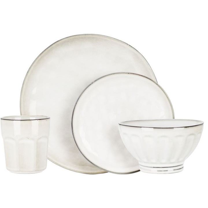 Set vesela Excellent Houseware, ceramica, 16 piese, alb