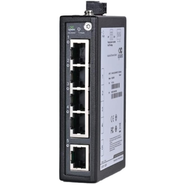 Switch de retea industriala neadministrabila cu 5 porturi InHand Networks, 5 porturi RJ45 10/100 Base-T(X), IP30