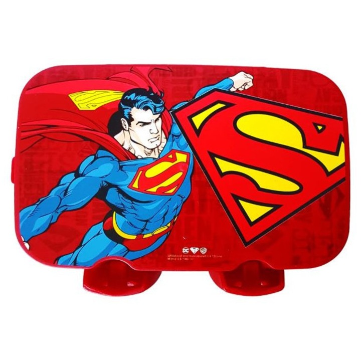 Cutie pentru alimente CARODIS, 1900ml, cu tacamuri incluse, model Superman
