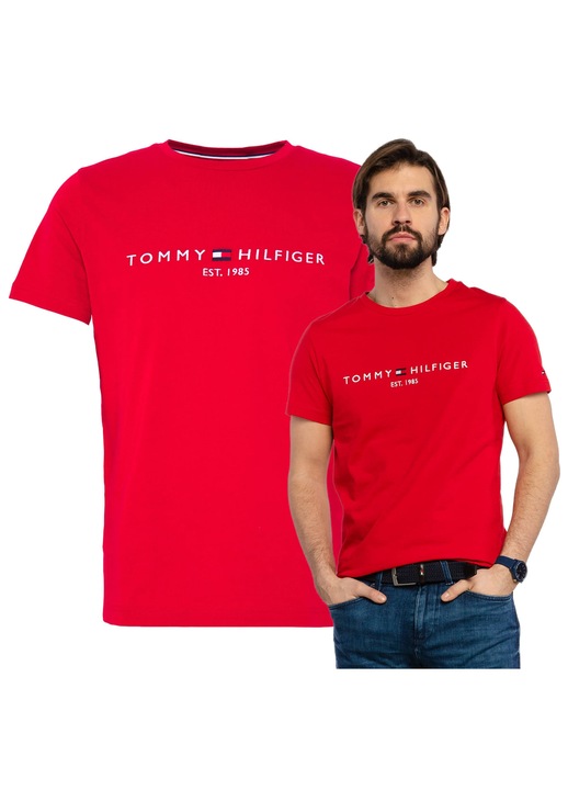Мъжка тениска, Tommy Hilfiger, памук, бродирано лого, 76345, Червен