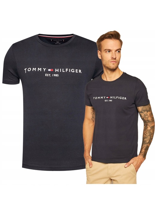 Мъжка тениска, Tommy Hilfiger, памук, стандартна кройка, Тъмносин