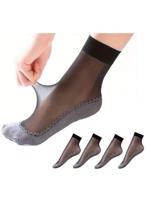 Set 2 Perechi Sosete Transparente, DANATI, Ciorapi, 35-39EU, Negru, Respirabile cu efect Gheata, Ultra Subtiri, intaritura pe talpa, Absorbante, Antiderapante, Poliester cu Catifea Matasoasa si Elastan