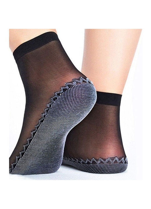 Set 2 Perechi Sosete Transparente, DANATI, Ciorapi, 35-39EU, Negru, Respirabile cu efect Gheata, Ultra Subtiri, intaritura pe talpa, Absorbante, Antiderapante, Poliester cu Catifea Matasoasa si Elastan