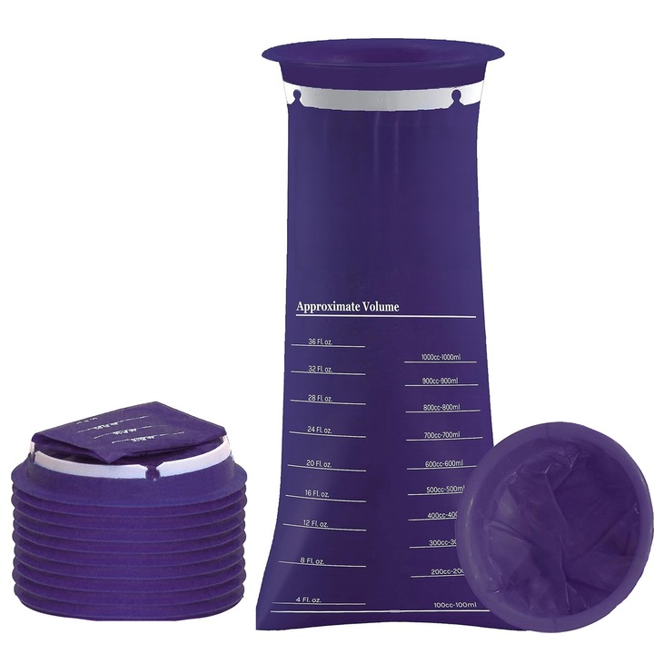 Set 10 pungi de varsaturi, TREXORA, etanse, cu bucle, mov, 17x37.5cm, 1000ml