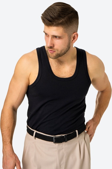 Мъжки потник, 100% памук, OTS-Черен-M INTL