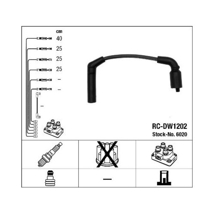 NGK gyújtáskábelkészlet, 4 csatlakozó, fekete